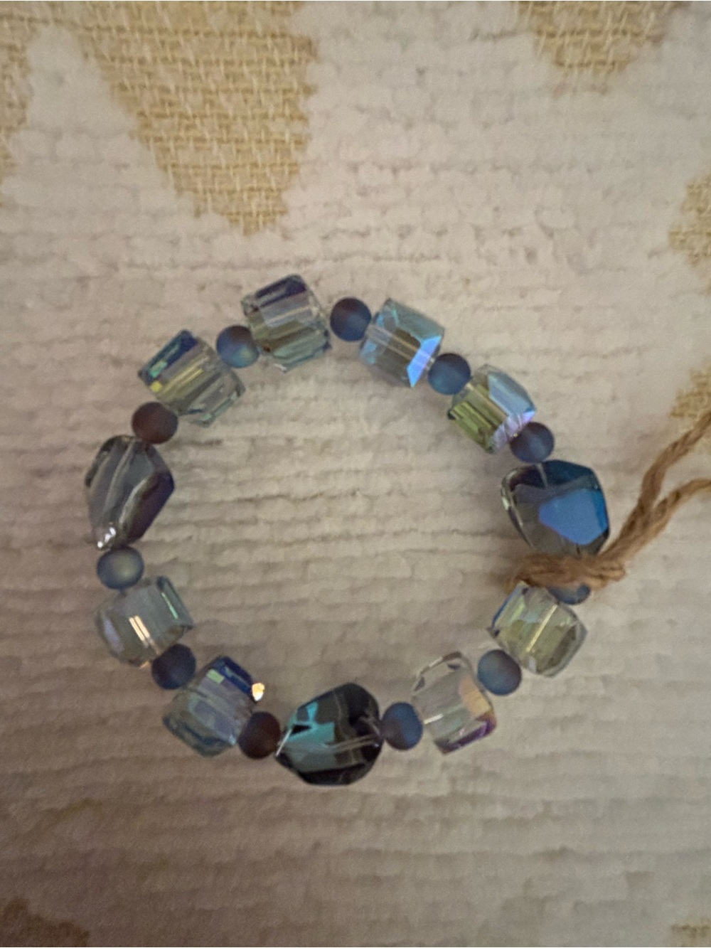 Blue Crystal, Multi-Shaped Beaded Stretch Bracelet